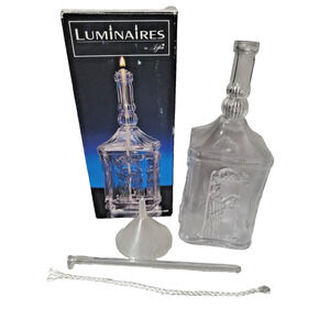 New Old Stock Greco Luminaires Colonial Candle Glass Oil Lamp Square Blown Glass